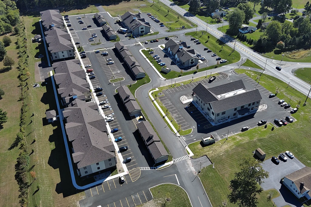 Clay Marketplace featuring David's Landing Apartments Aerial Shot