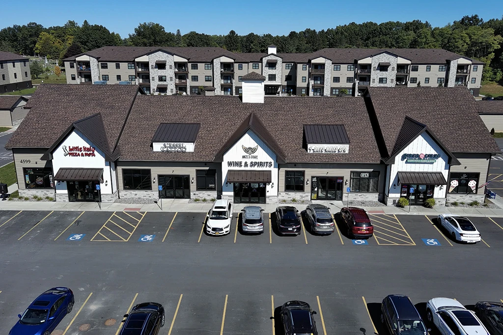Clay Marketplace featuring David's Landing Apartments Aerial Shot