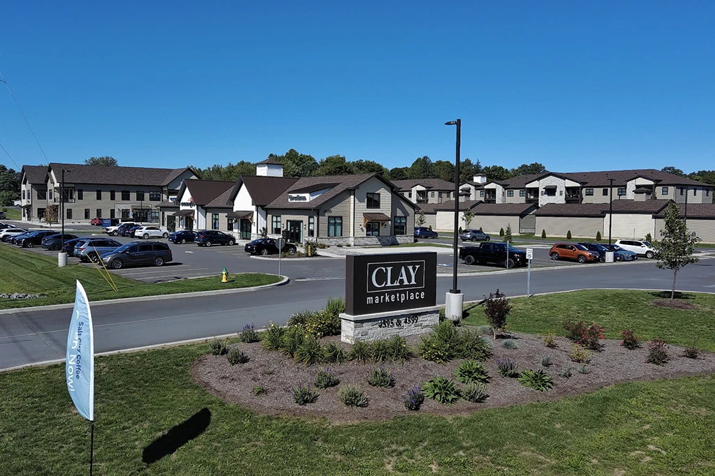 Clay Marketplace featuring David's Landing Apartments Aerial Shot