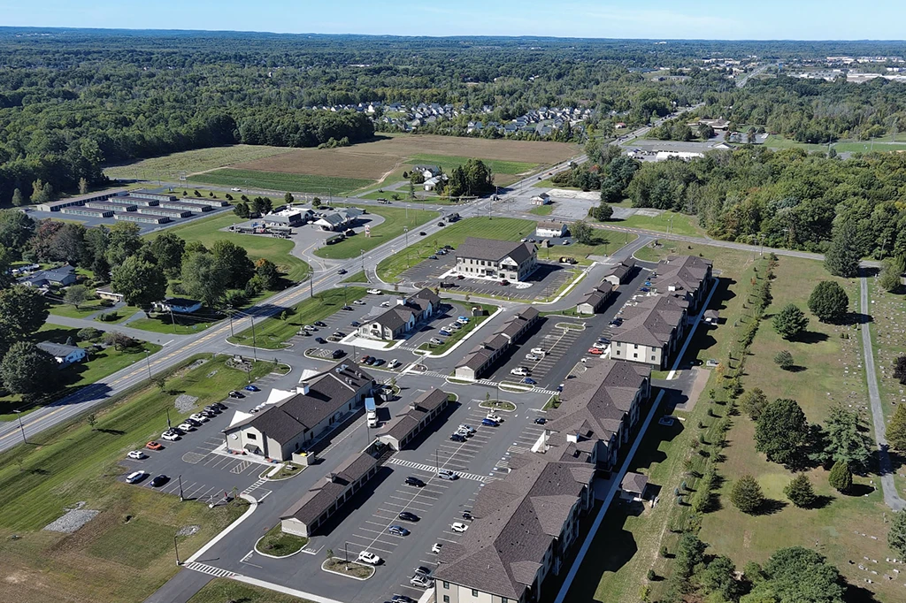 Clay Marketplace featuring David's Landing Apartments Aerial Shot